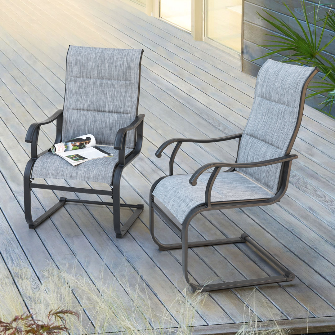 Atrayu Outdoor Patio Dining Armchair with Breathable PVC and Fabric Iron Frame for Backyard